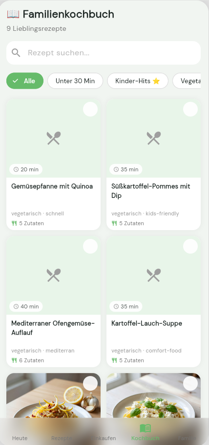 ECO Meals App – Familien-Kochbuch mit Lieblingsrezepten